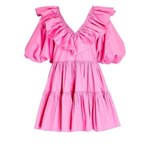 AJE Solstice Ruffled Poplin pink Mini Dress - Picture 2 of 13